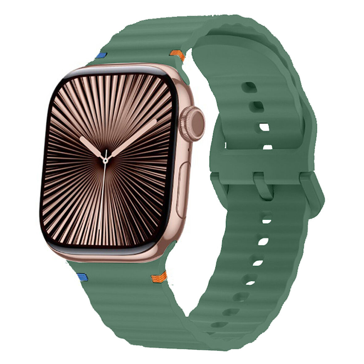 Apple Watch 42mm 44mm 45mm S10 46mm Ultra 49mm Uyumlu Dalga Desenli Tokalı Yumusaş Silikon Kordon