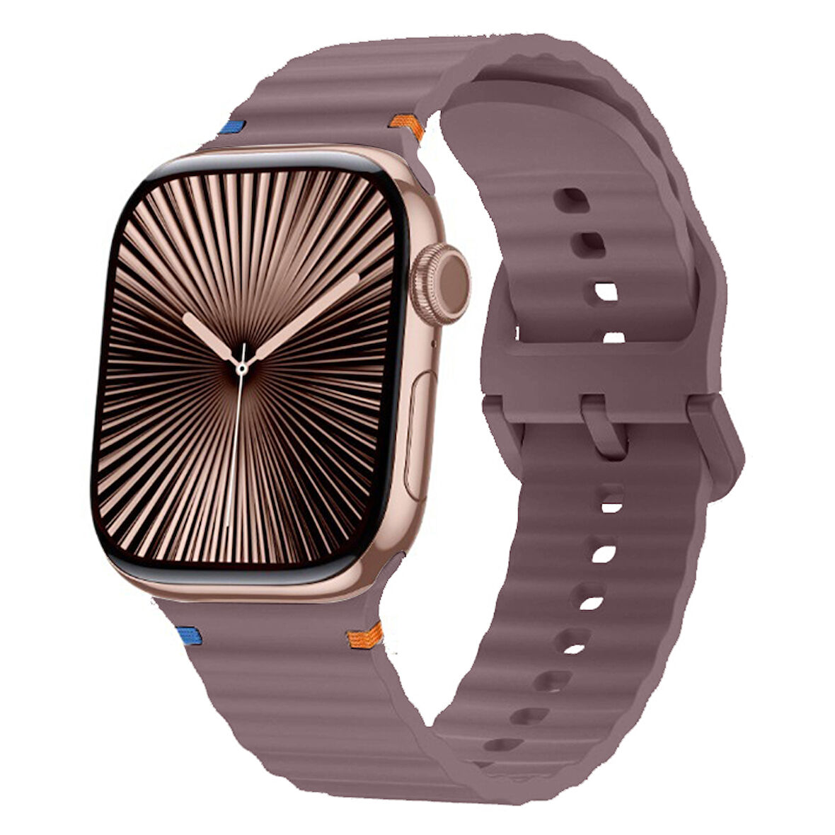 Apple Watch 42mm 44mm 45mm S10 46mm Ultra 49mm Uyumlu Dalga Desenli Tokalı Yumusaş Silikon Kordon