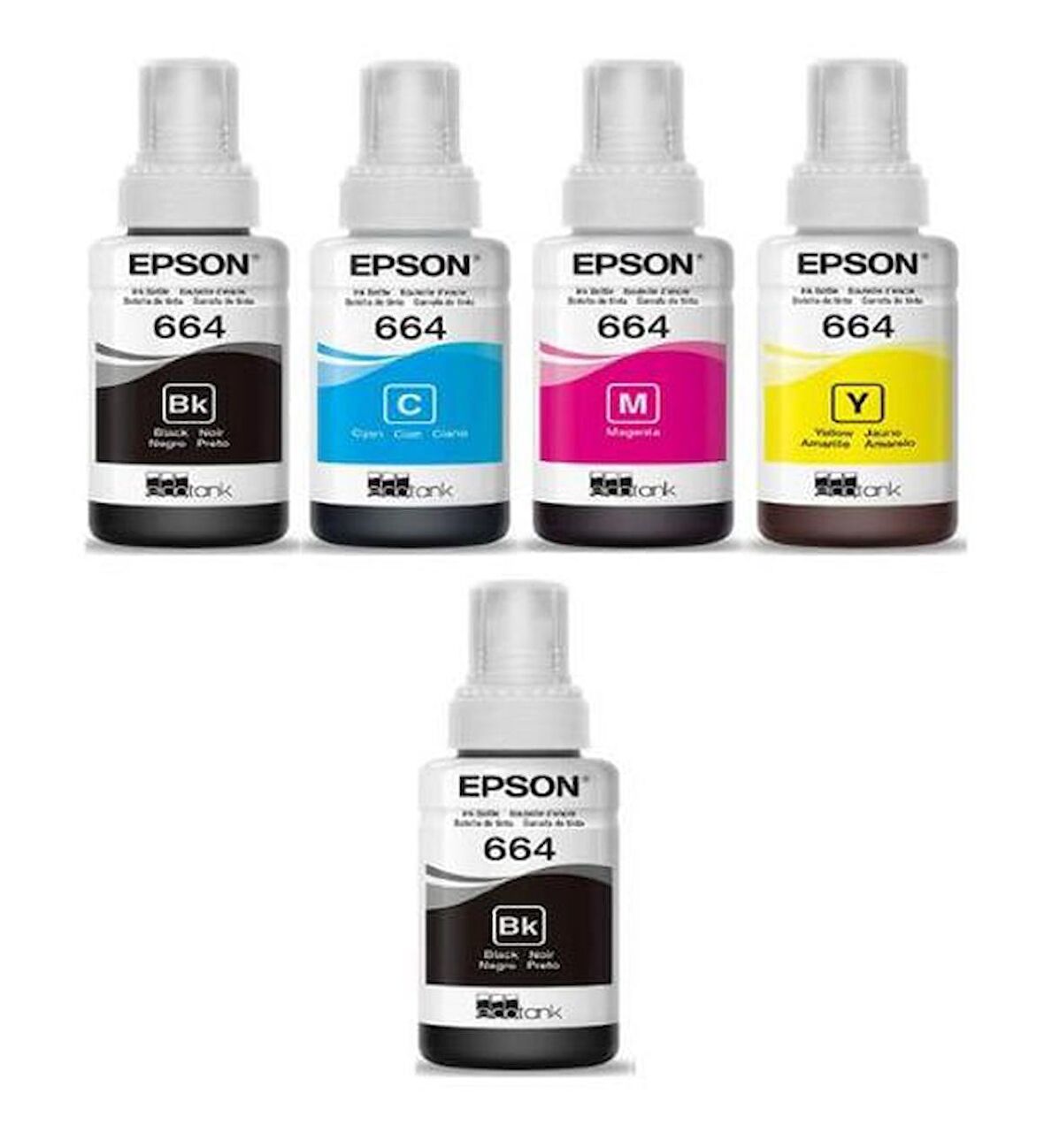 Epson T664 T6641-T6642-T6643-T6644 EcoTank ET-4500 4 Renk Orjinal Mürekkep Takımı + 1 Siyah Hediye