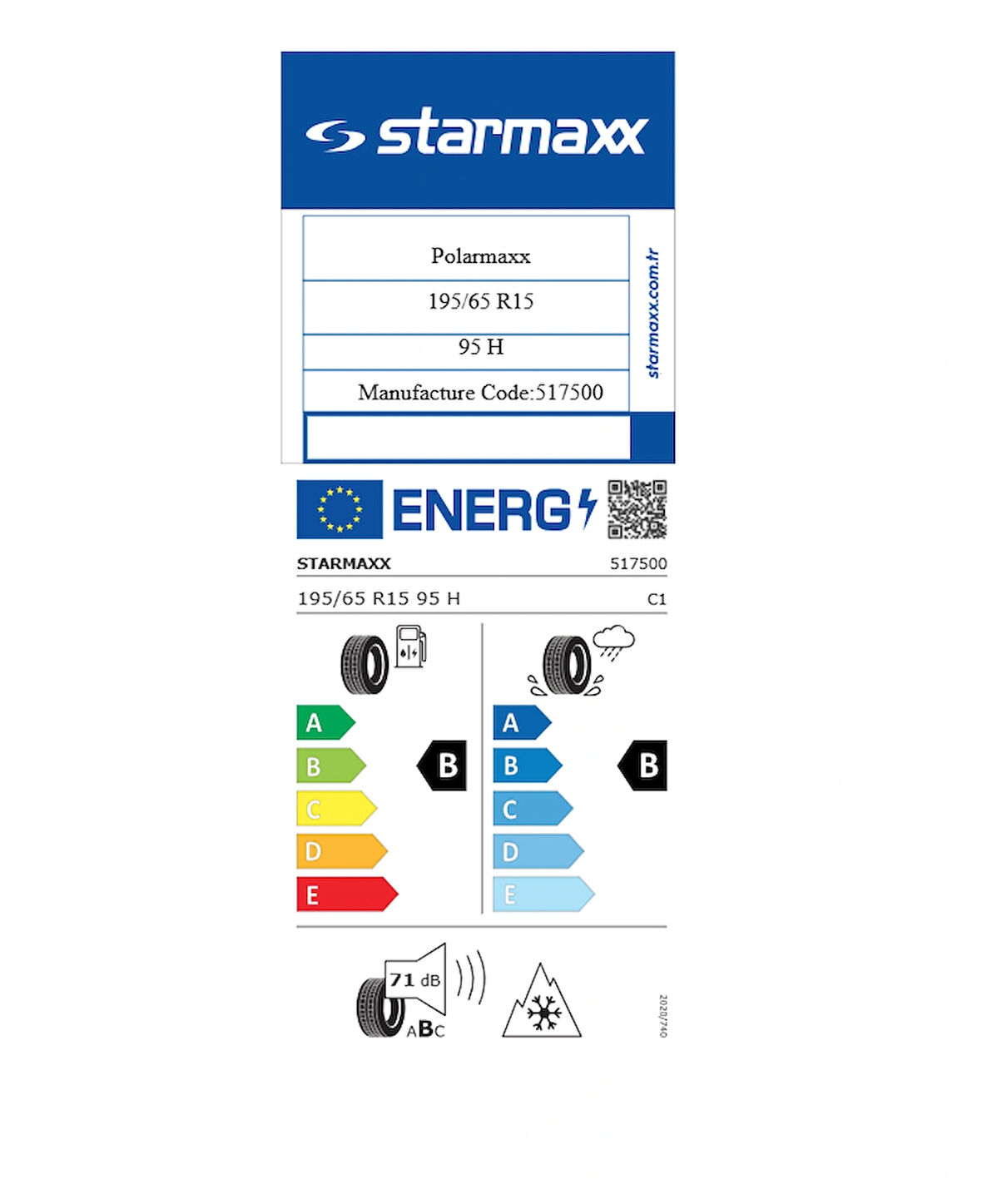 Starmaxx 195/65 R15 95H Polarmaxx Oto Kış Lastiği (Üretim Yılı:2023)