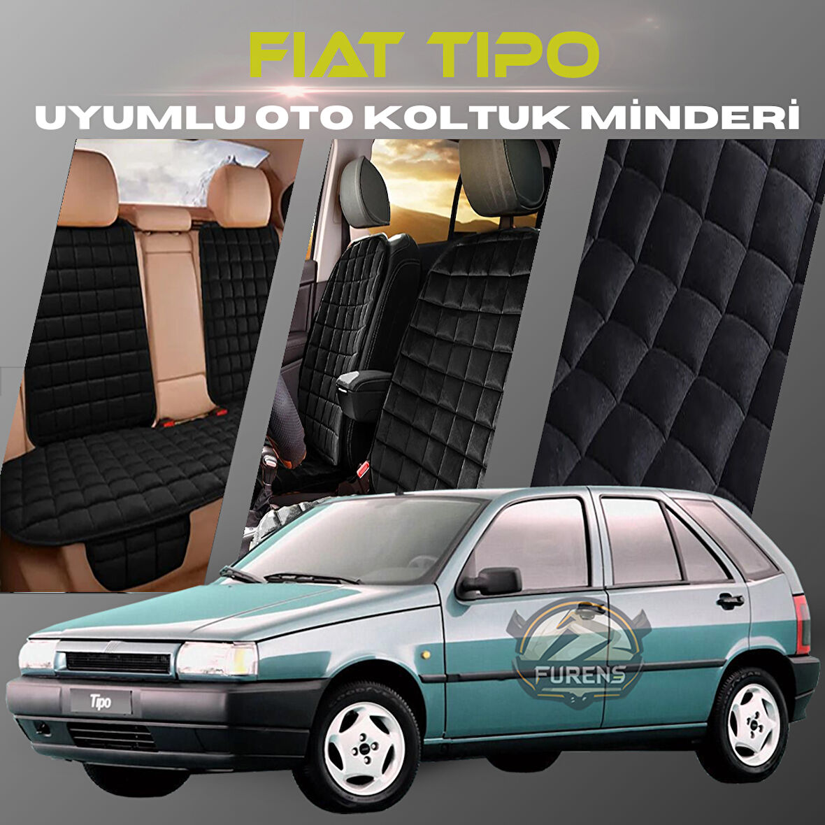 Fiat Tipo Siyah Renk Tay Tüyü Cepli & Terletmez Sırtlı Oto Koltuk Minder Seti - Koltuk Koruma Kılıfı (ÖN & ARKA TAM SET)