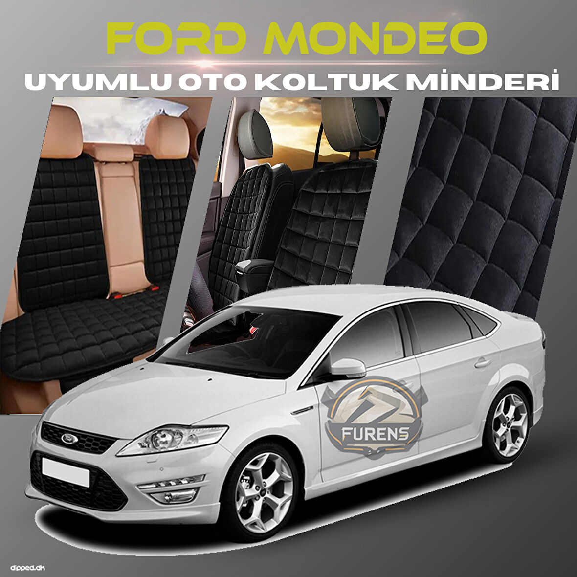 Ford Mondeo Siyah Renk Tay Tüyü Cepli & Terletmez Sırtlı Oto Koltuk Minder Seti - Koltuk Koruma Kılıfı (ÖN & ARKA TAM SET)