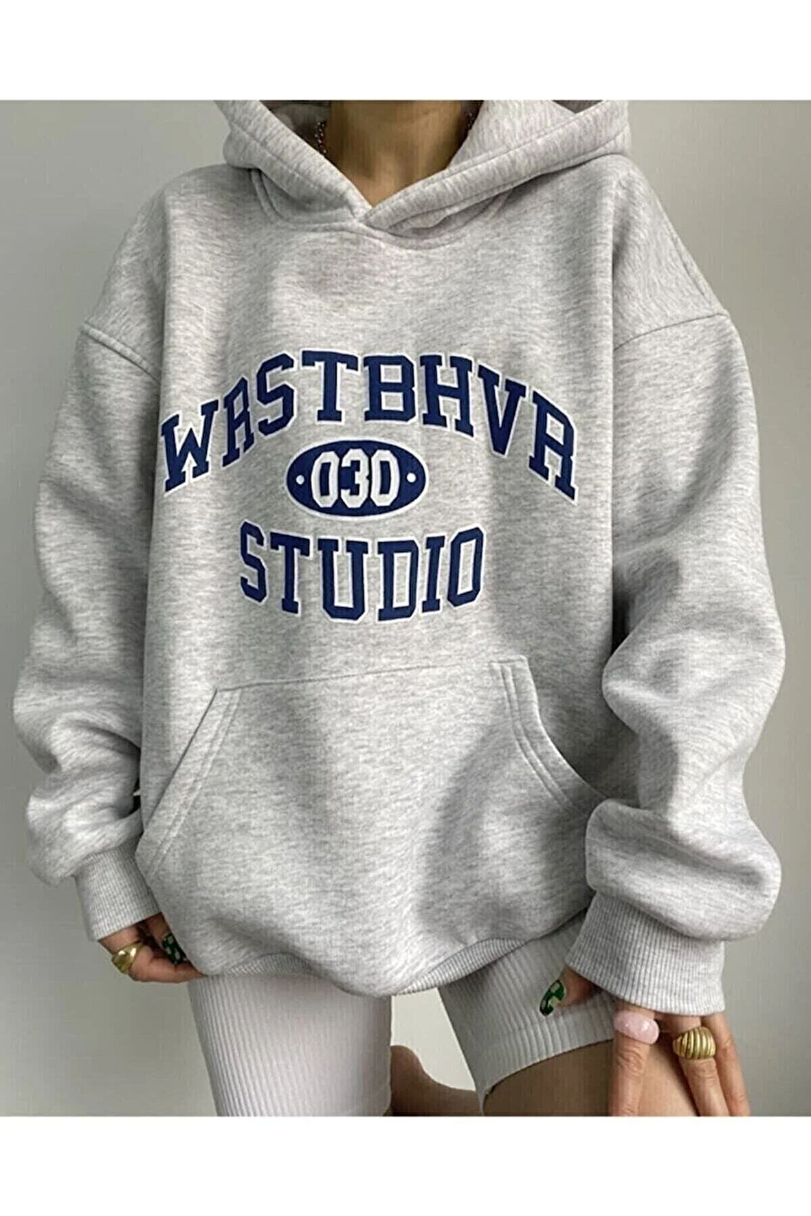 Studio Baskılı Unisex Kanguru Cepli Kapüşonlu Sweatshirt Hoodie Sweat