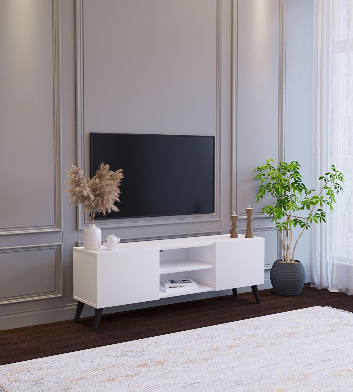 120 Cm Lik Mdf Tv Ünitesi Modüler Tv Sehpası