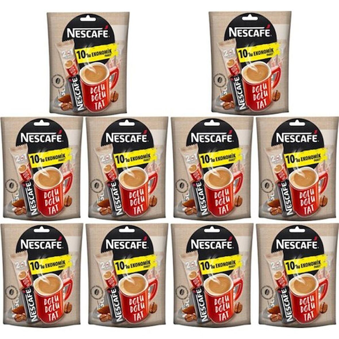 Nescafe 2 Si 1 Arada 10 'lu  x 10 Paket