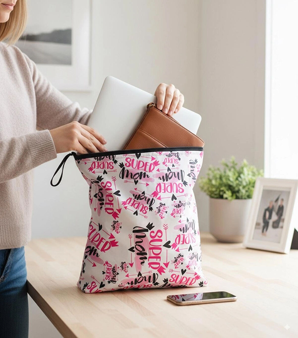 Yorni 30X37CM, Super Mom, Su Geçirmez Islak Mayo Çantası, Torbası