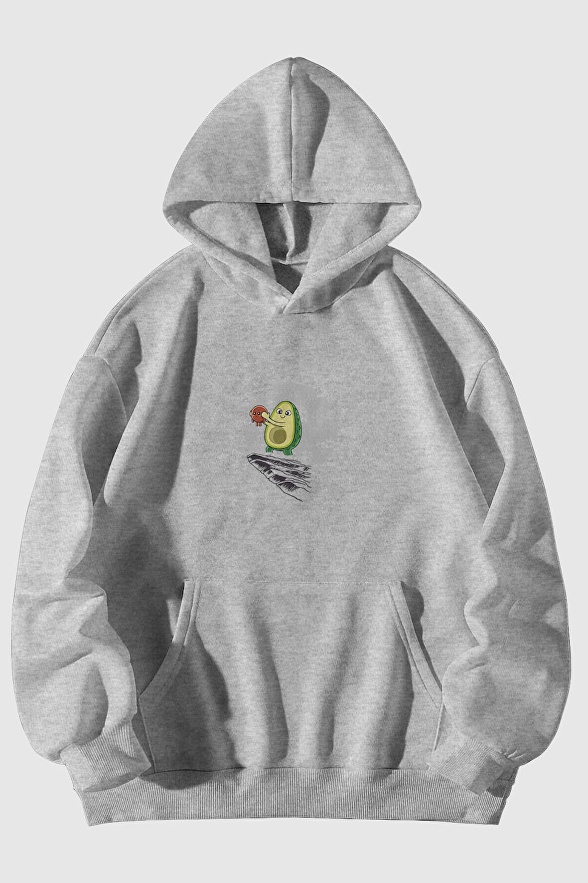 Avocado Lion King Baskılı Unisex Kanguru Cepli Kapüşonlu Sweatshirt Hoodie | XL
