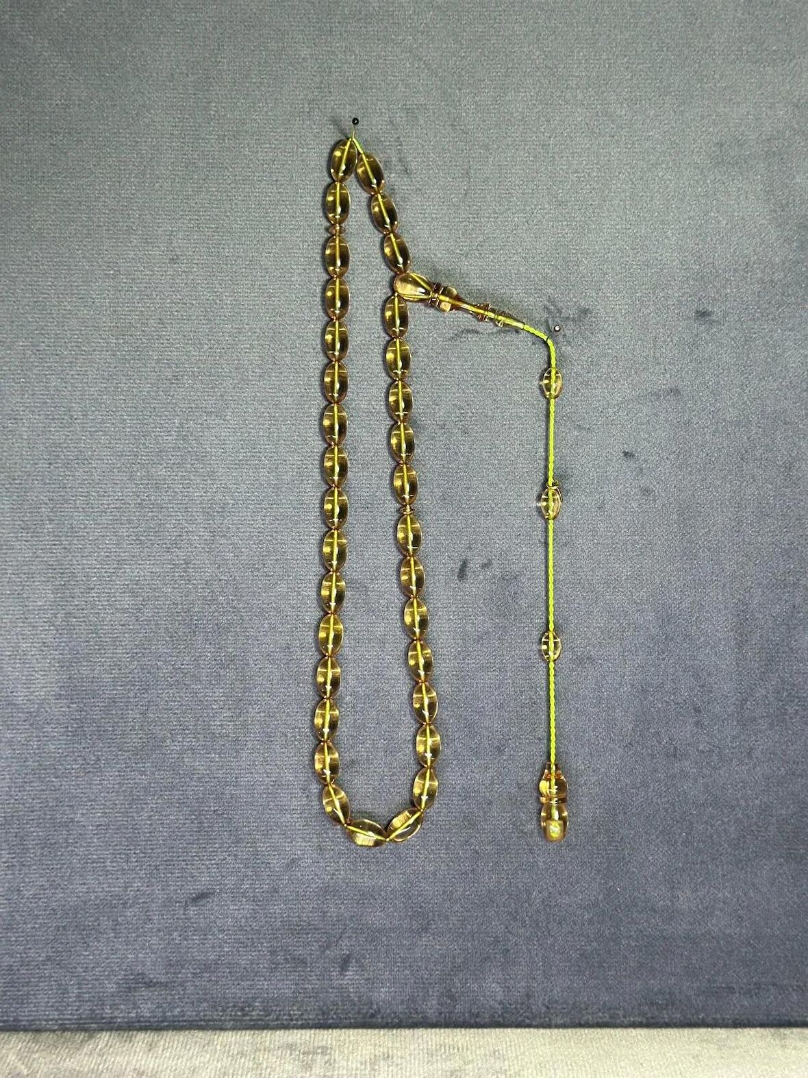 Ateş Kehribar Bej Renk Tesbih T-104