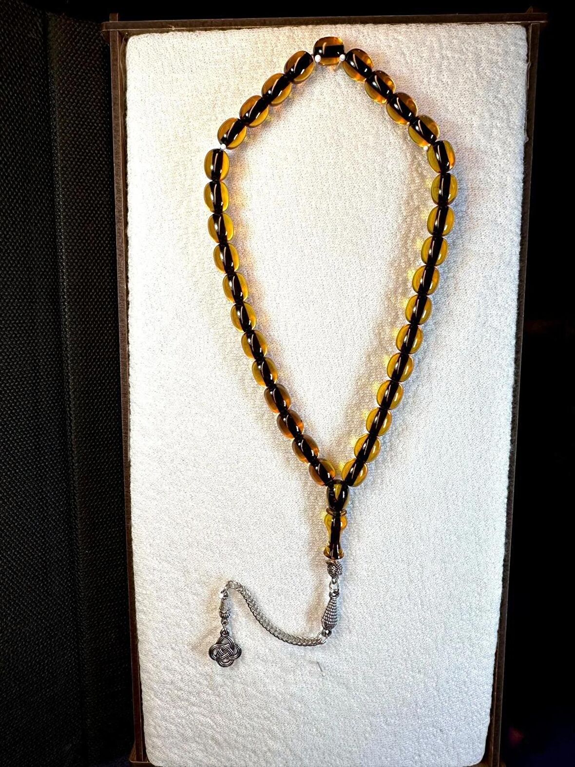 SARI - ŞEFFAF ÇUBUK KEHRİBAR TESBİH KAPSÜL KESİM T-129