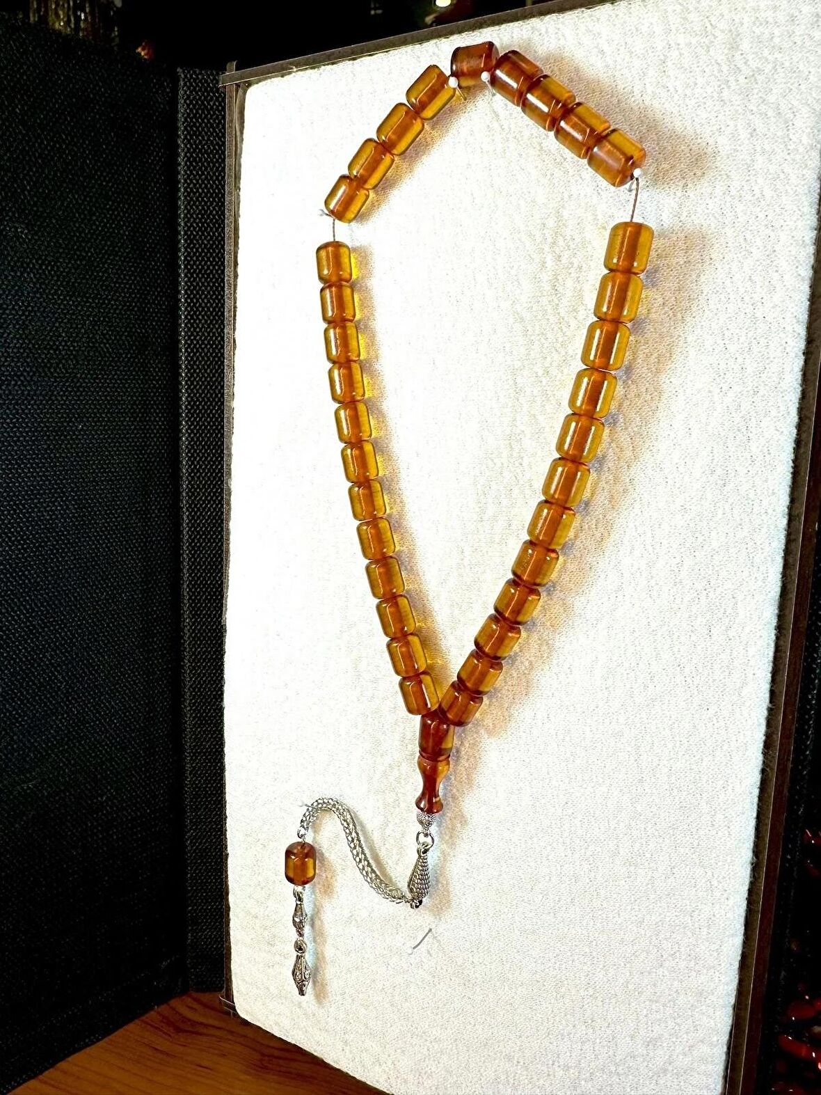 SIKMA ÇUBUK KEHRİBAR TESBİH BAL-SARI RENKLİ KAPSÜL KESİM T-161