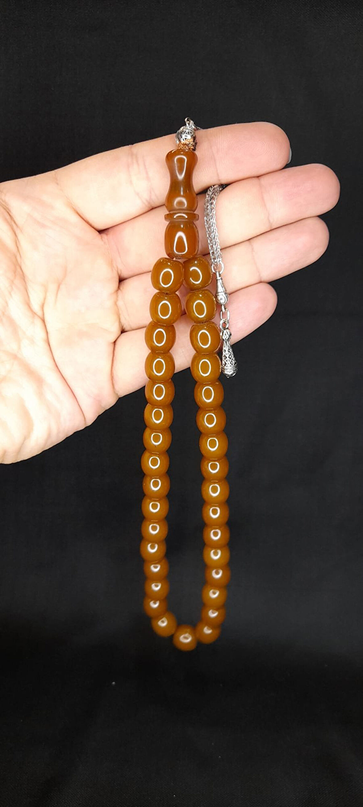 Çubuk Kehribar Tesbih Fıçı Kesim Sarı Renk T-328