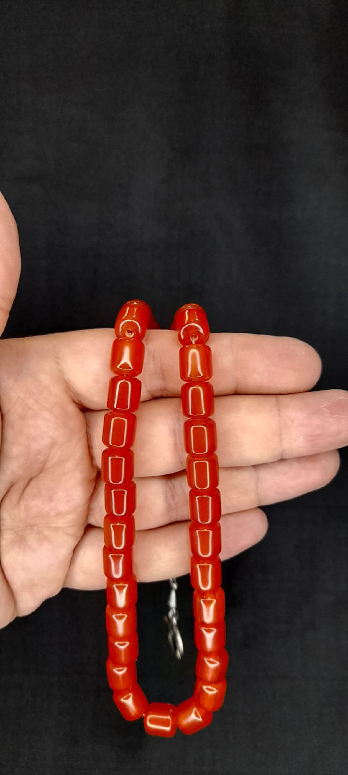 SIKMA ÇUBUK KEHRİBAR TESBİH TURUNCU RENK KAPSÜL KESİM T-397