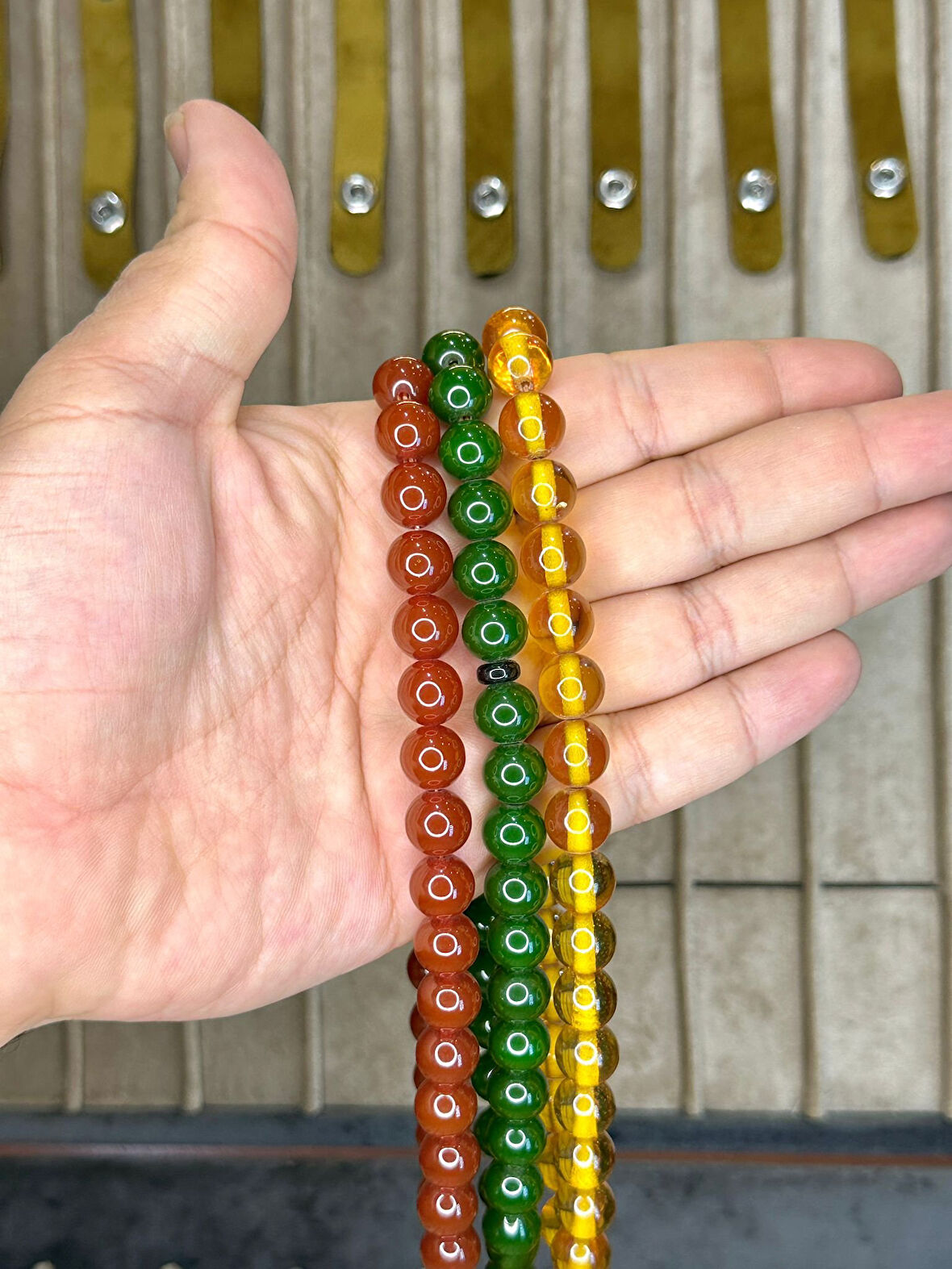 3 ADET KÜRE KESİM ÇUBUK KEHRİBAR TESBİH SET