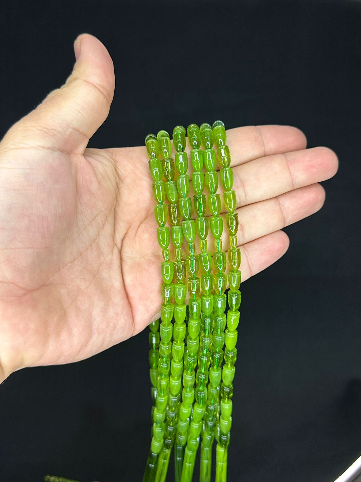  MERMİ KESİM YEŞİL RENK PLASTİK TESBİH 6 ADET SET T-479-6