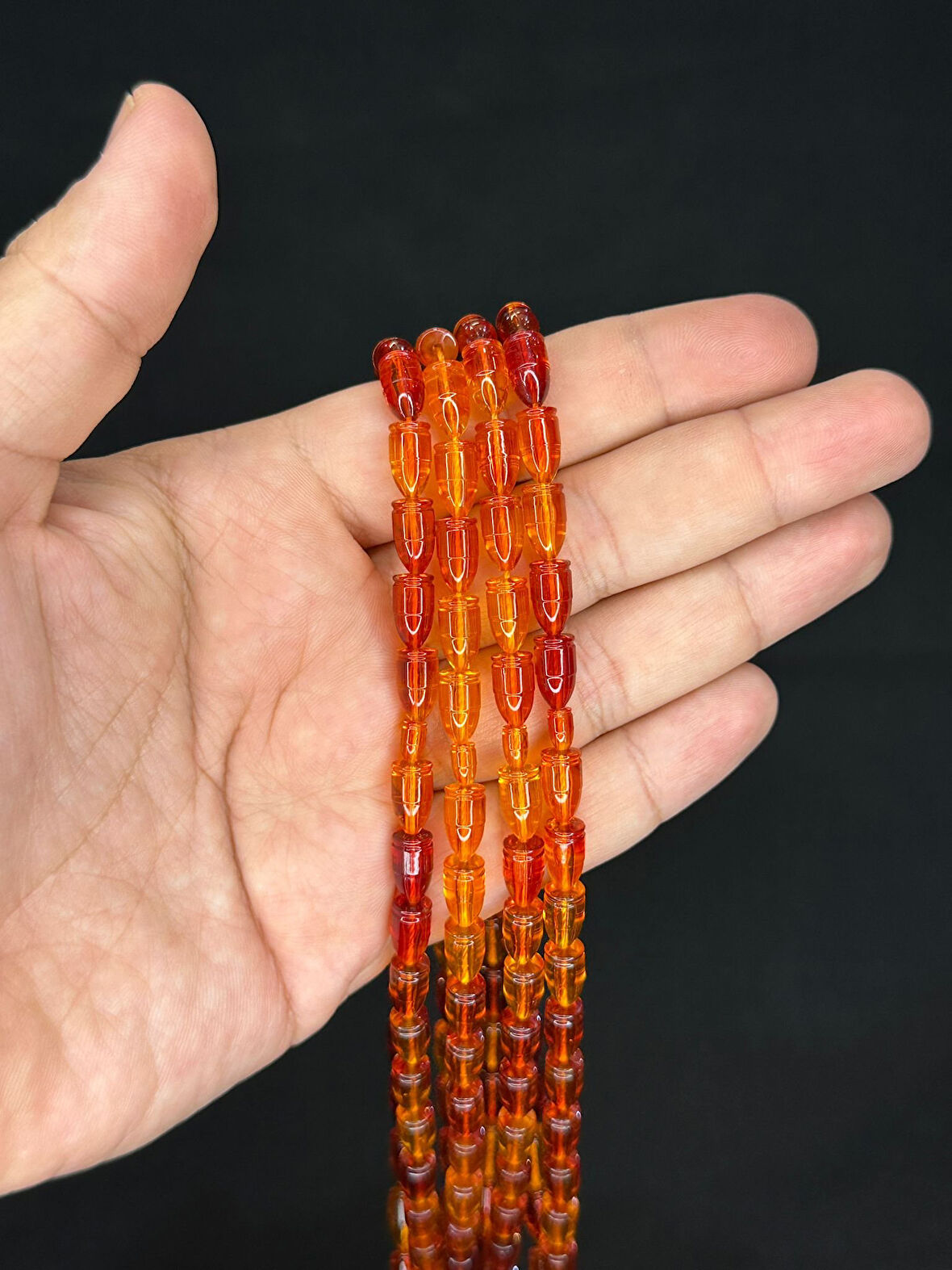 MERMİ KESİM TURUNCU RENK PLASTİK TESBİH 4 ADET SET T-480-4