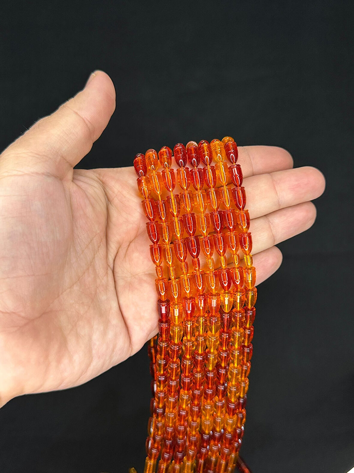 MERMİ KESİM TURUNCU RENK PLASTİK TESBİH 8 ADET SET T-480-8