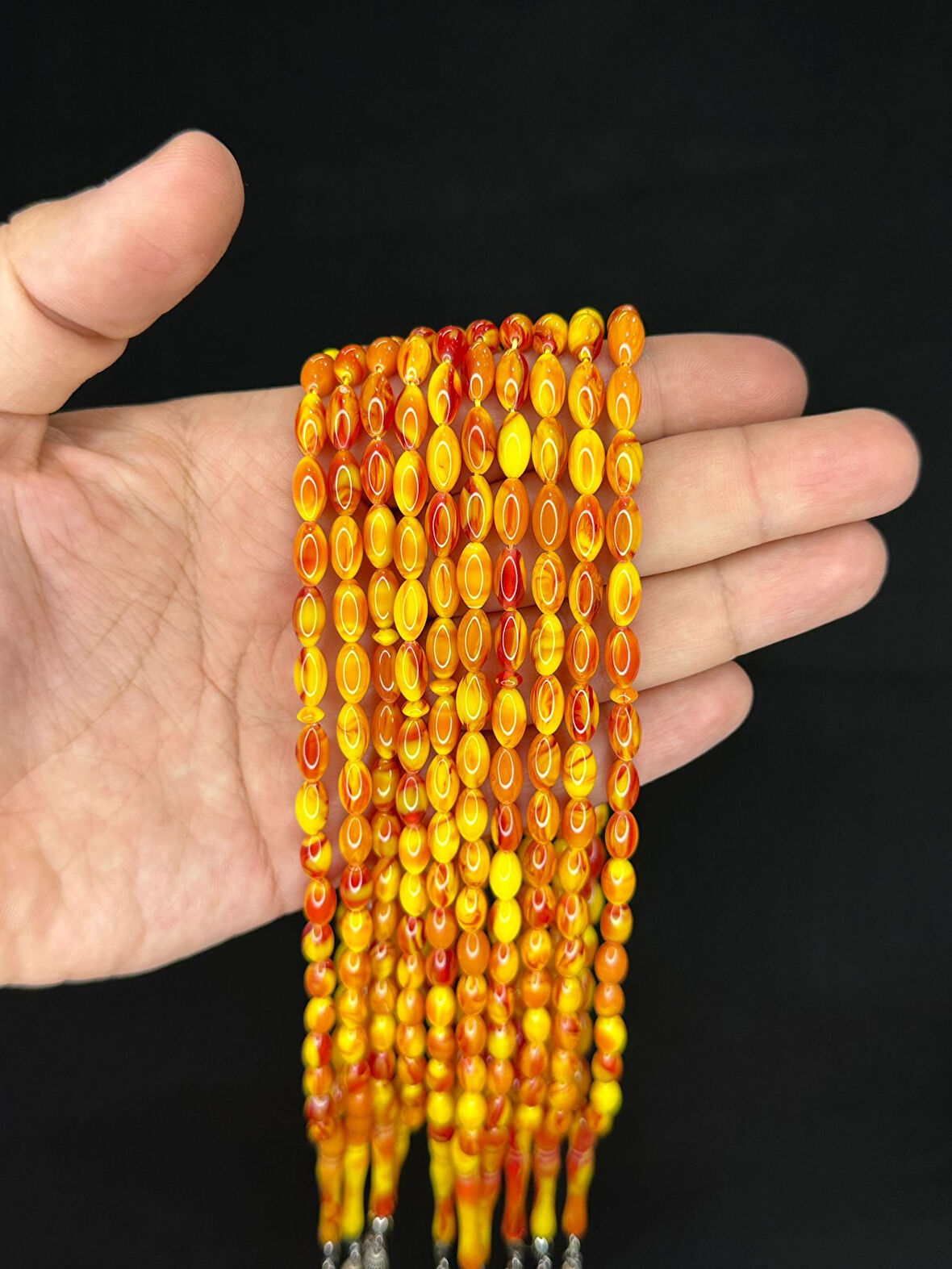 ARPA KESİM SARI KIRMIZI RENK BEYRUT TOZ KEHRİBAR TESBİH 10 ADET SET T-482-10