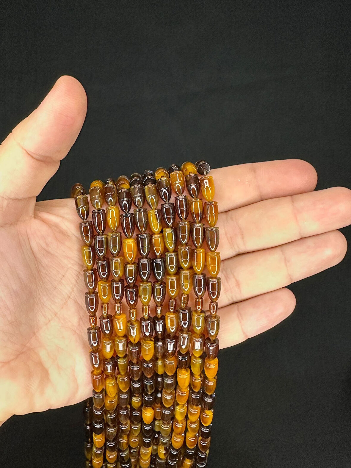 MERMİ KESİM KAHVERENGİ RENK PLASTİK TESBİH 10 ADET SET T-484-10