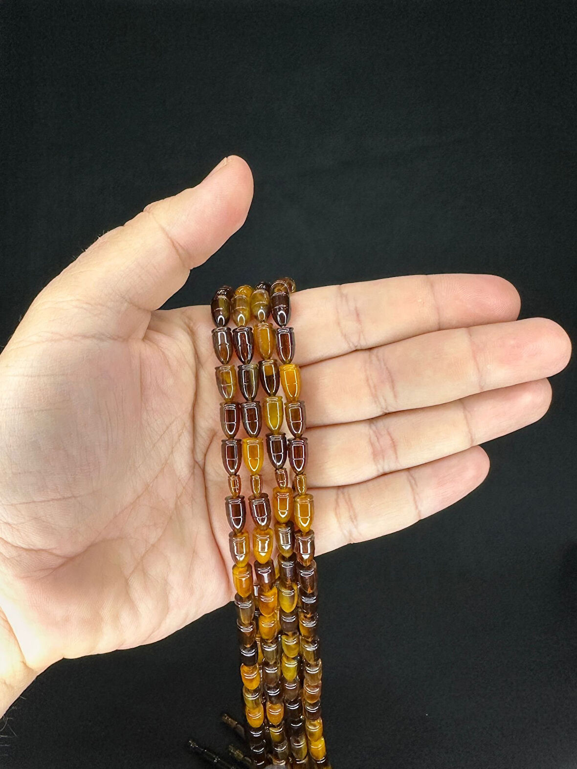 MERMİ KESİM KAHVERENGİ RENK PLASTİK TESBİH 4 ADET SET T-484-4