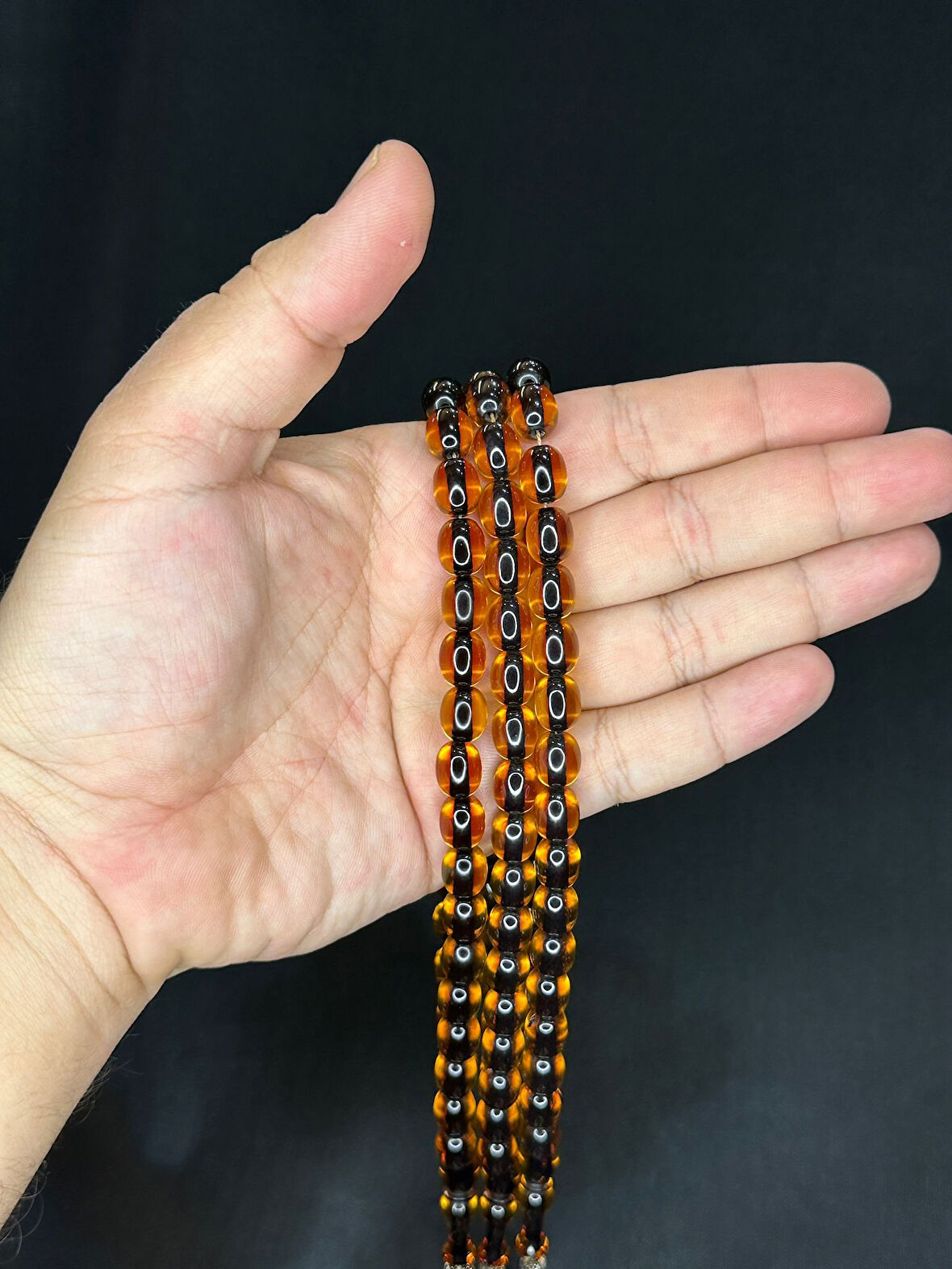 3 ADET BAL RENGİ SIKMA ÇUBUK KEHRİBAR TESBİH KAPSÜL KESİM T-501-3