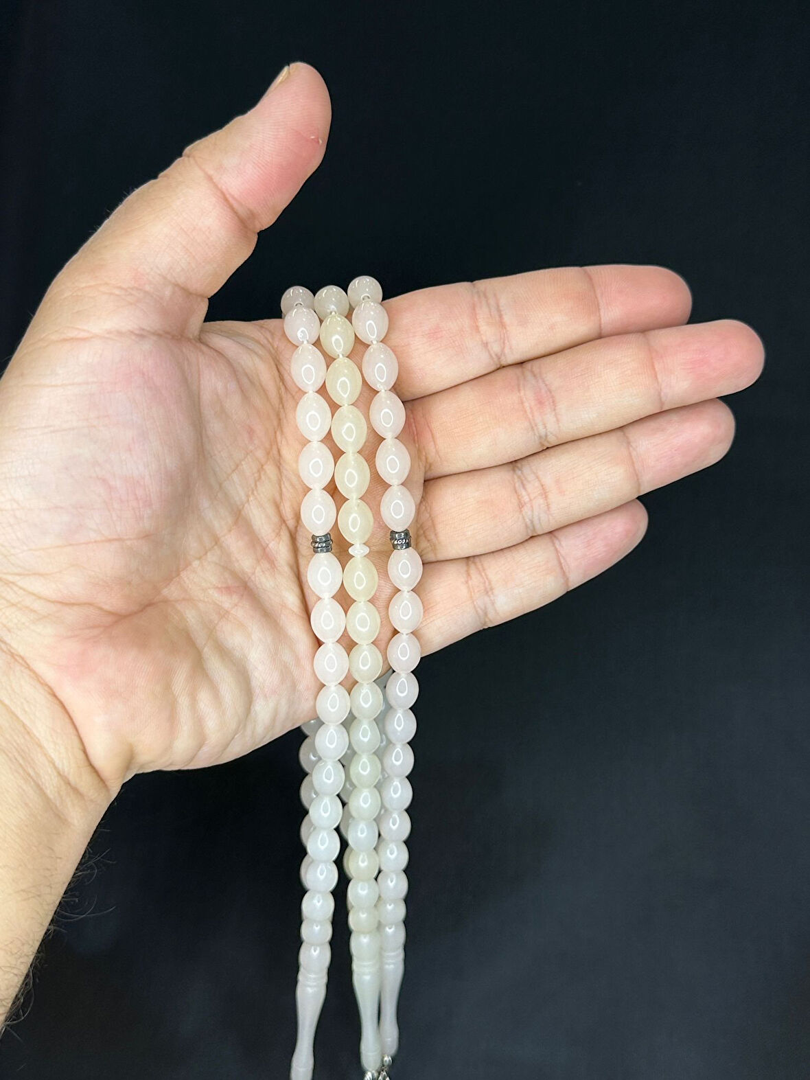 3 ADET BUKALEMUN TESBİH BEYAZ / PEMBE BEYZİ KESİM TESBİH T-502-3