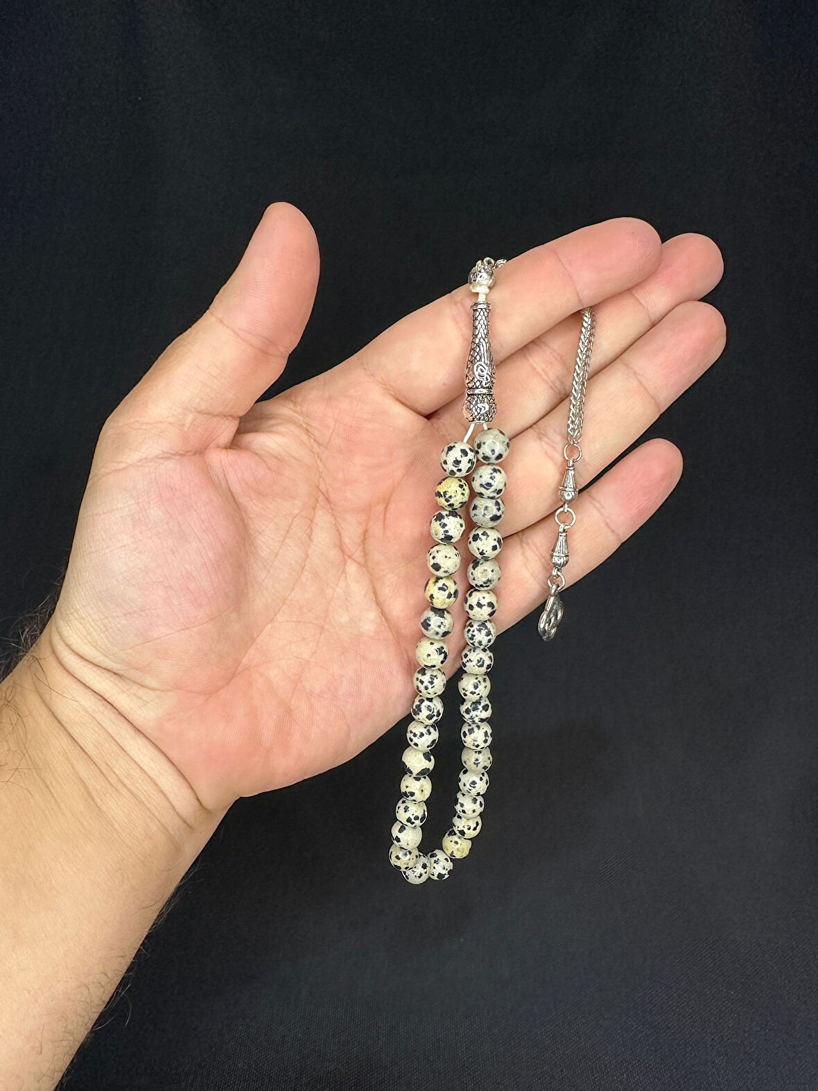 JASPER TAŞI BENEKLİ DOĞALTAŞ TESBİH KÜRE KESİM 8MM T-550