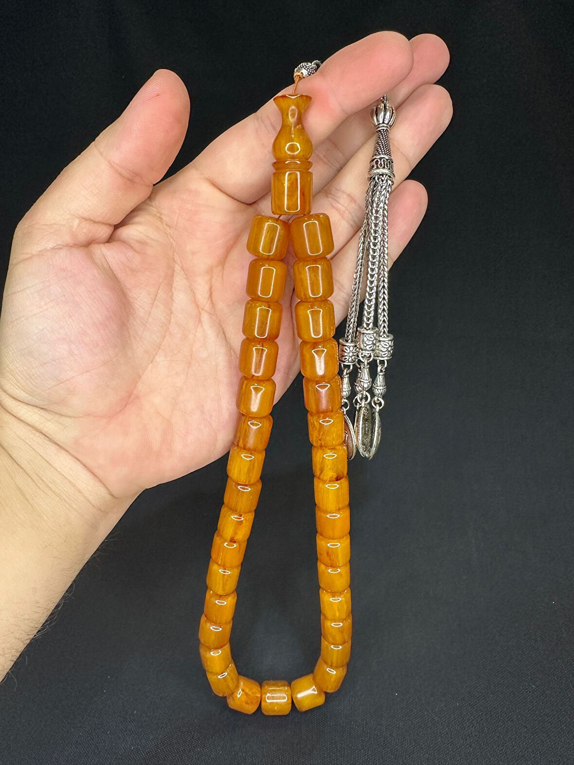 ÇUBUK KEHRİBAR TESBİH SARI RENK TEKERLEK KESİM KELLE BOY T-556