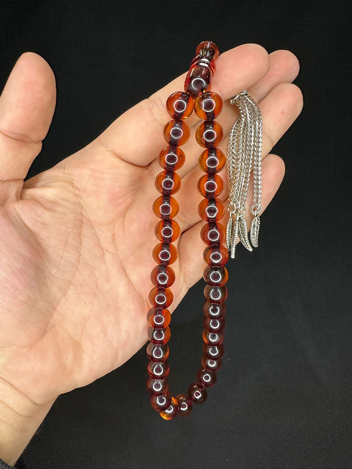 TOZ KEHRİBAR TESBİH BAL RENKLİ KÜRE KESİM 11MM T-581