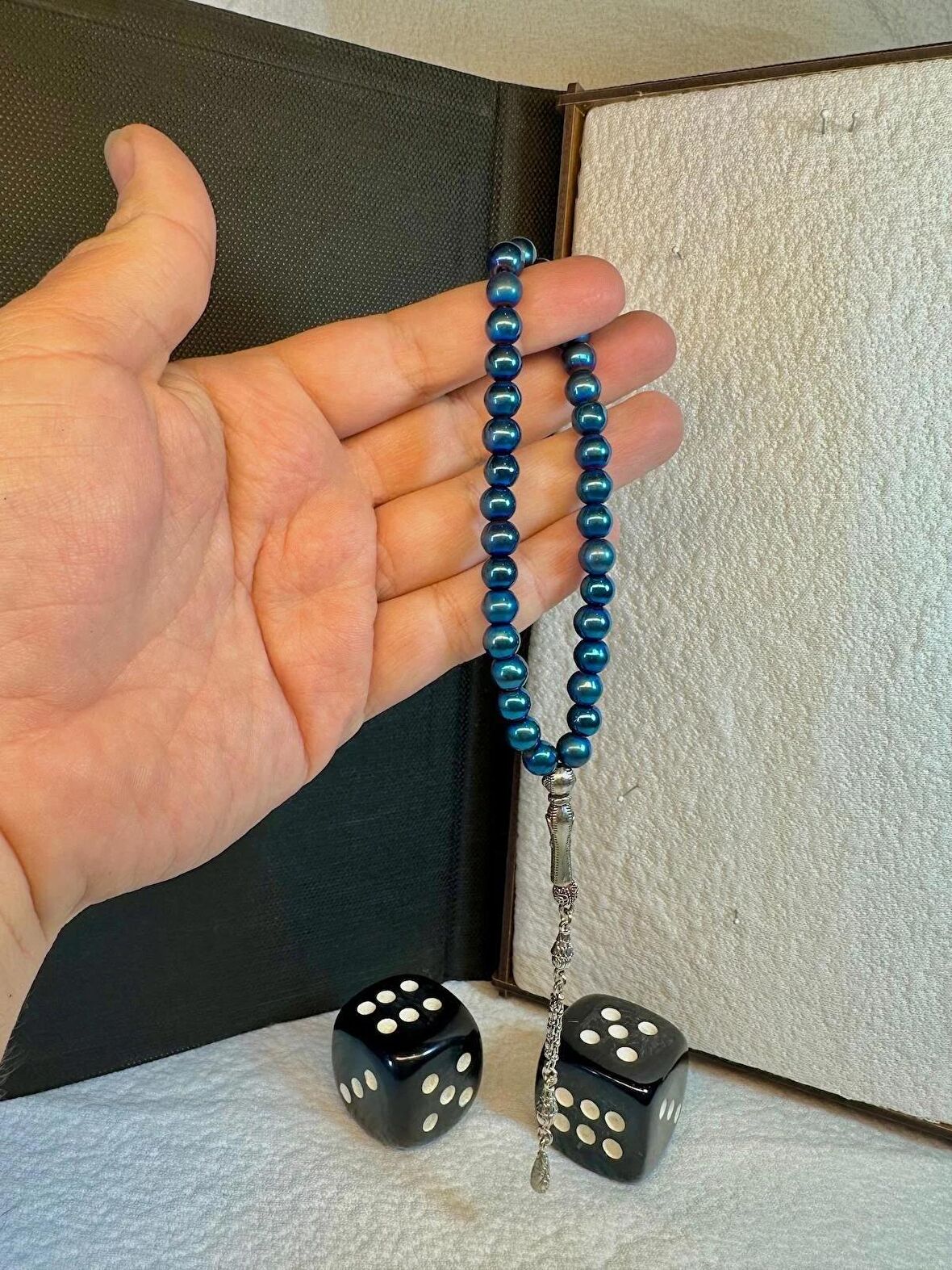 Hematit Taşı Tesbih Mavi Renkli Küre Kesim T-6