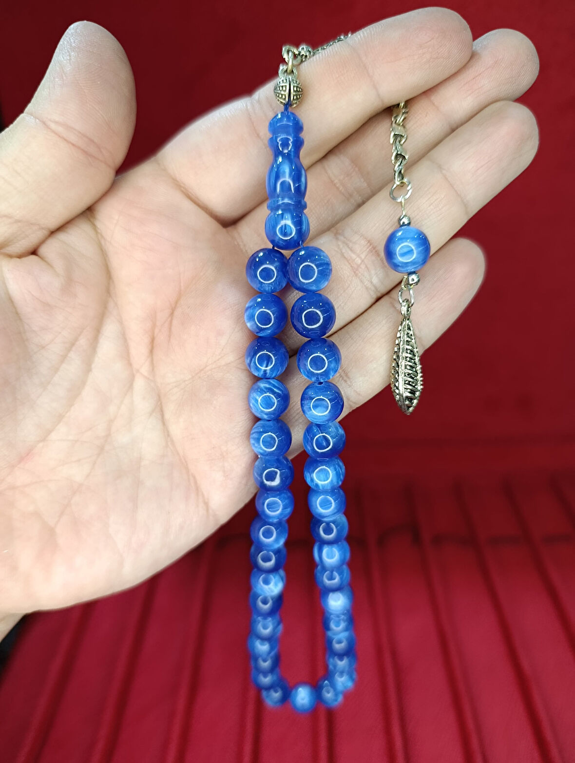 KATALİN TESBİH MAVİ RENK KÜRE KESİM T-820