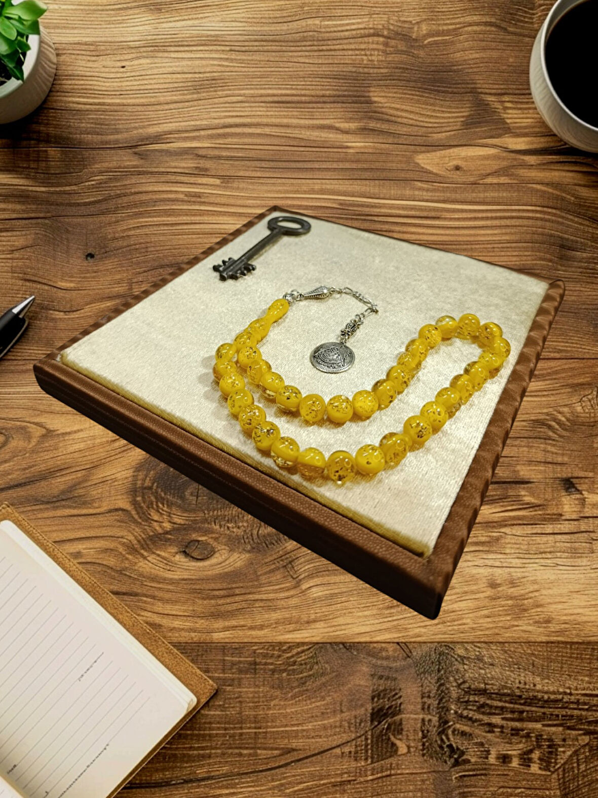 ALTIN VARAKLI UÇAK CAMI TESBİH BABALAR GÜNÜ SEVGİLİYE HEDİYE T-855