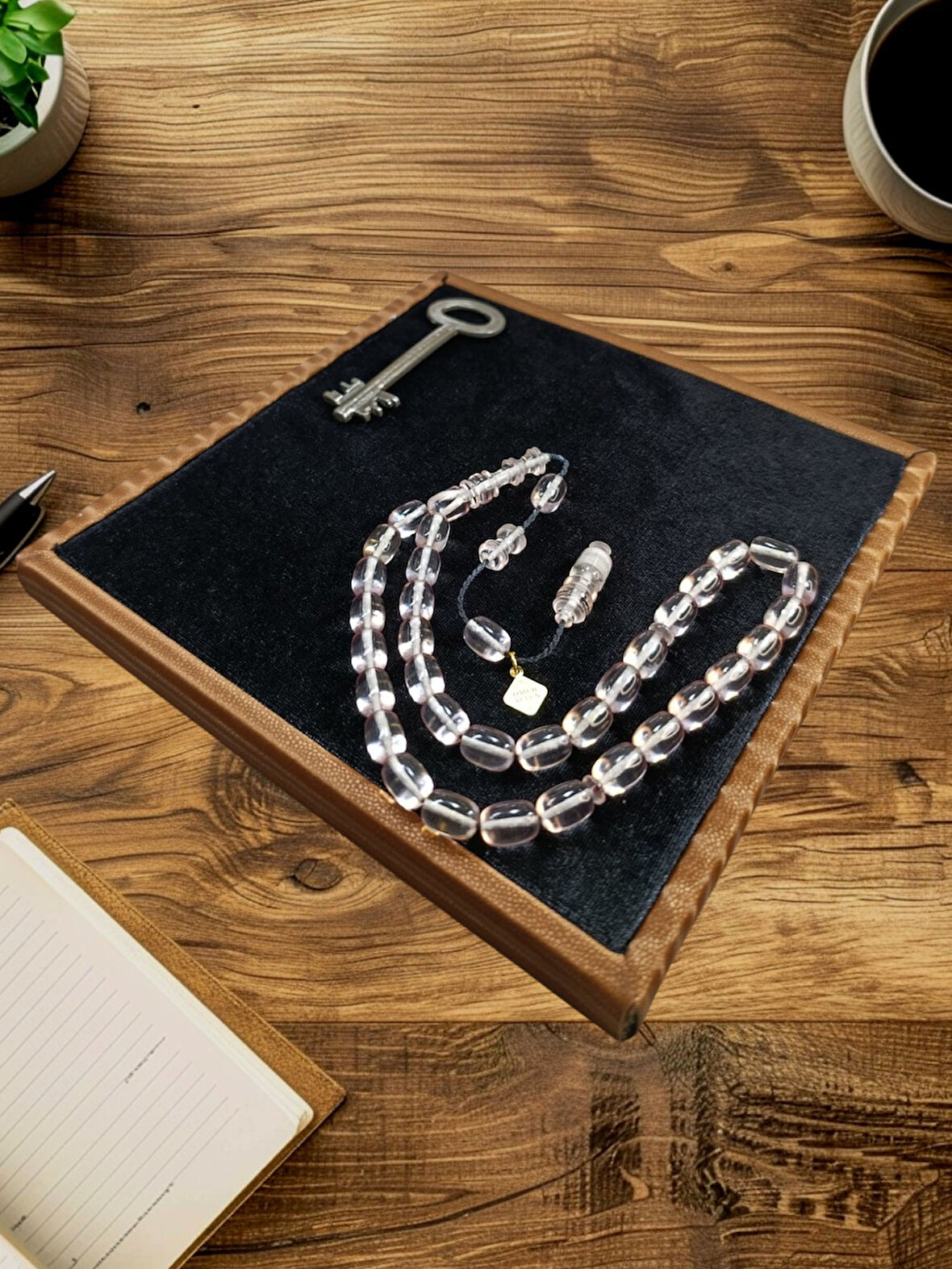 ATEŞ KEHRİBAR TESBİH KAPSÜL KESİM ŞEFFAF RENK ÖMER ALTUN USTA İŞİ BABALAR GÜNÜ SEVGİLİYE HEDİYE T-866