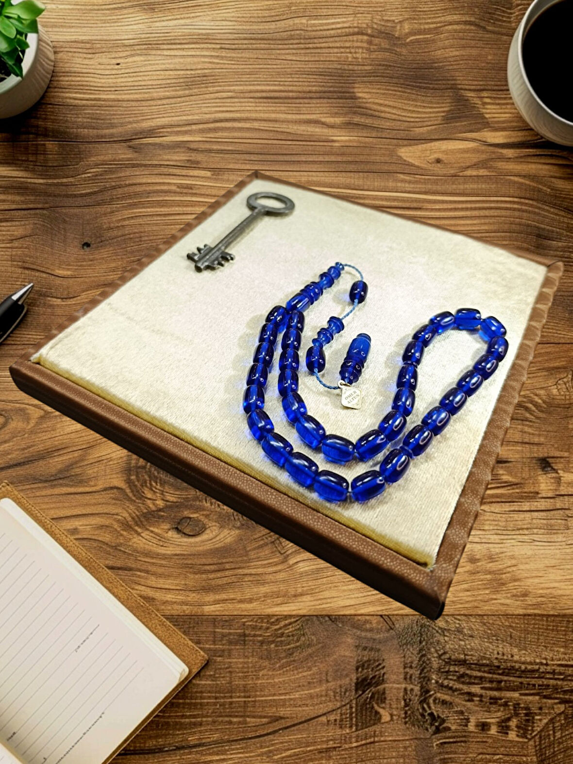 ATEŞ KEHRİBAR TESBİH KAPSÜL KESİM LACİVERT RENK ÖMER ALTUN USTA İŞİ BABALAR GÜNÜ SEVGİLİYE HEDİYE T-867