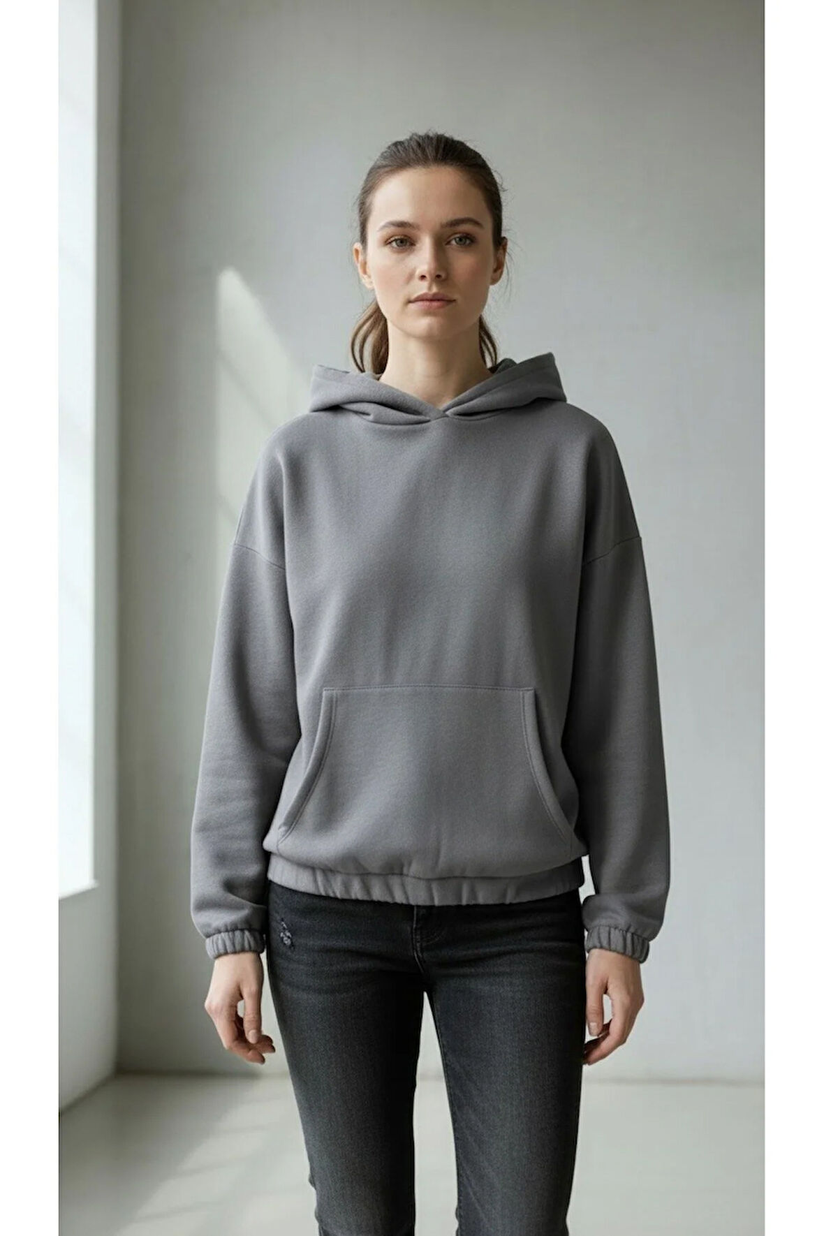 Oversize Kanguru Cepli Kapüşonlu Sweatshirt