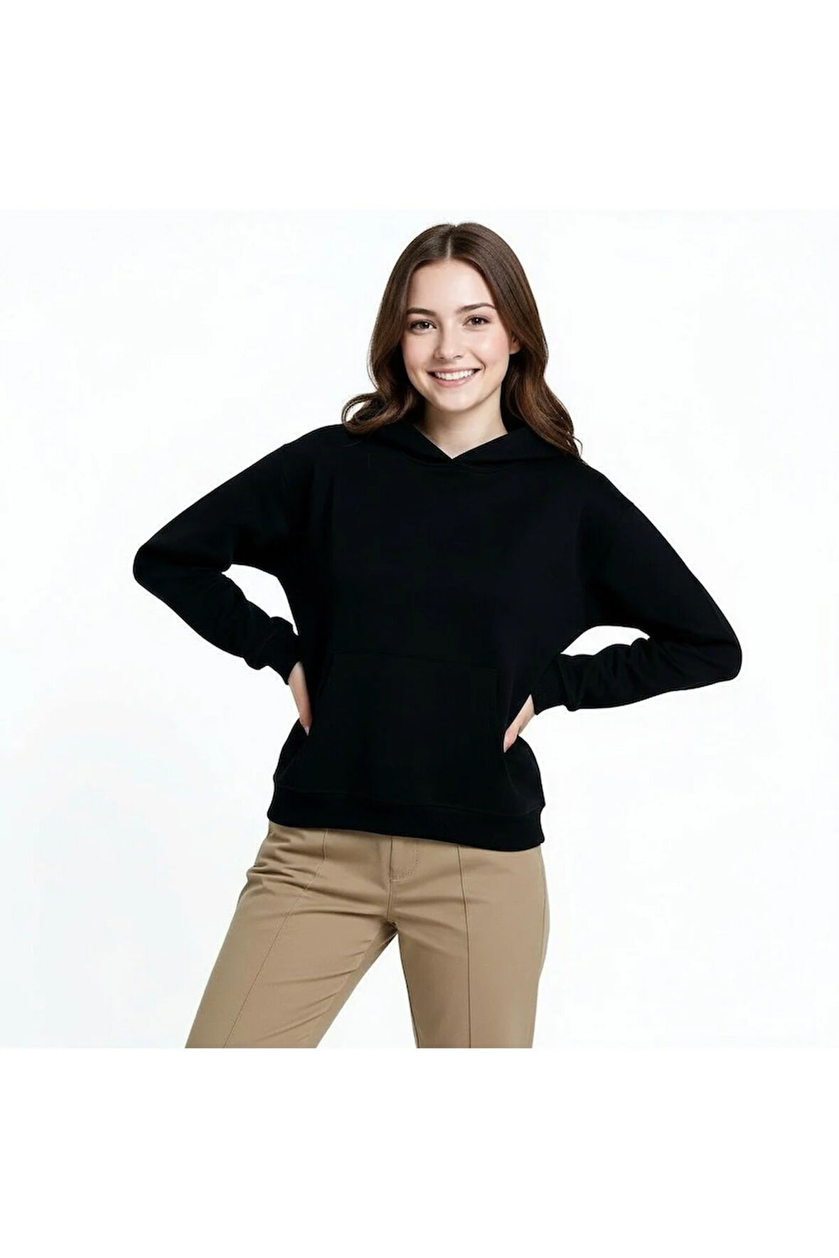 Oversize Kanguru Cepli Kapüşonlu Sweatshirt