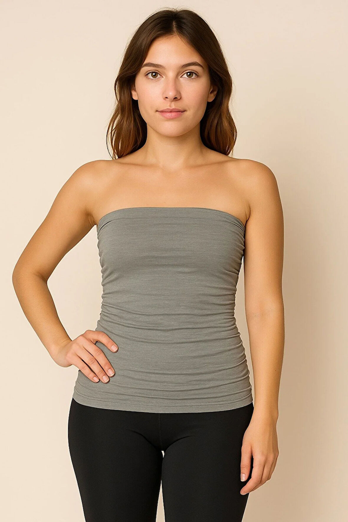 Straplez Örme Basic Kadın Atlet