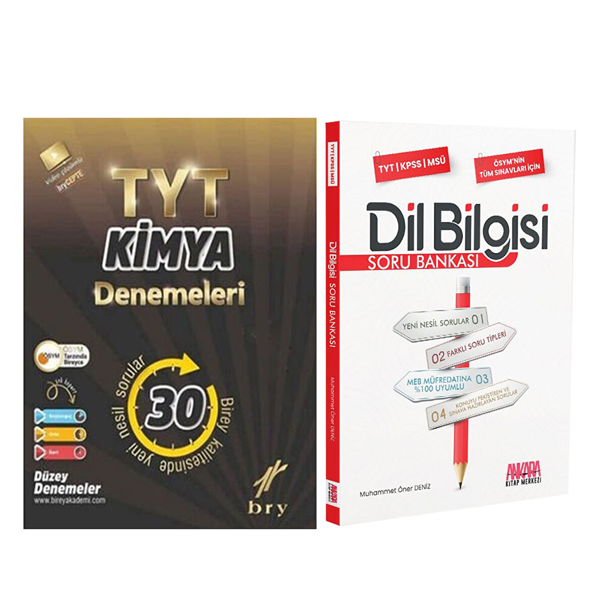 Birey Yayınları TYT Kimya 30 Deneme ve AKM Dil Bilgisi Soru Bankası Seti 2 Kitap