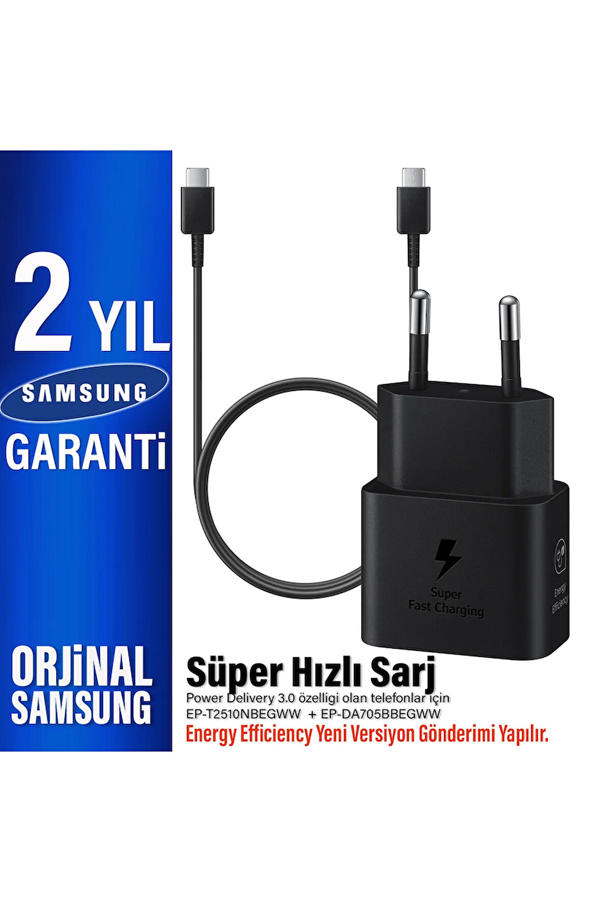 Şarj Aleti ve TYPE C Kablosu 25W Süper Hızlı Type-C Şarj Adaptörü ve Kablo T2510 DA705