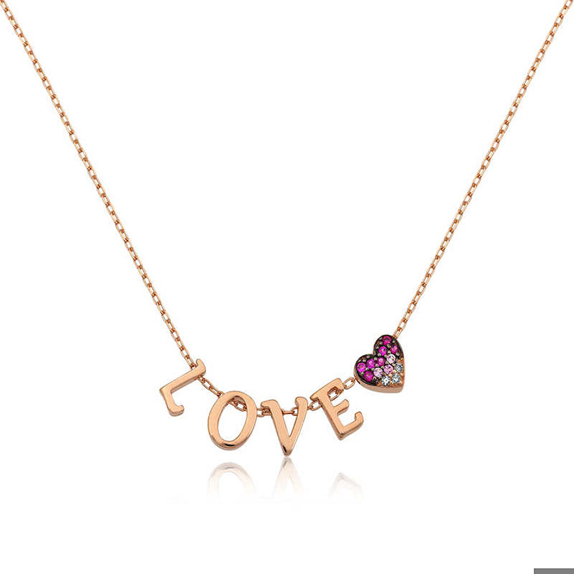 925 Ayar Gümüş Kalpli Love Kadın Gümüş Kolye