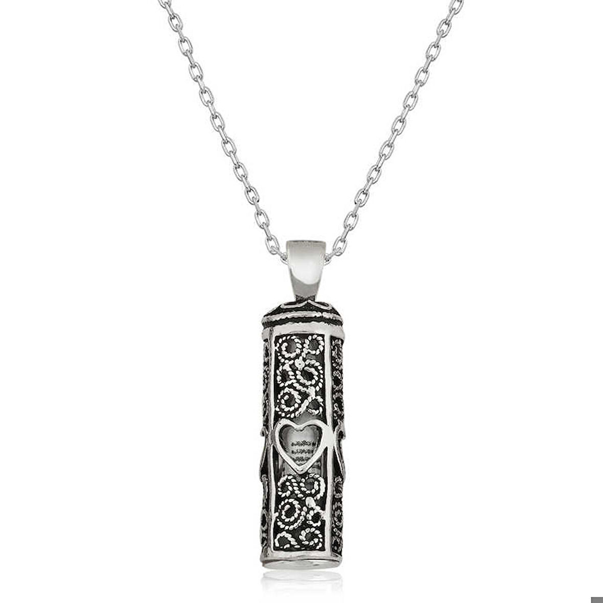 Harem Altın Gümüş Kalp Desenli Cevşen-ül Kebir Kolye