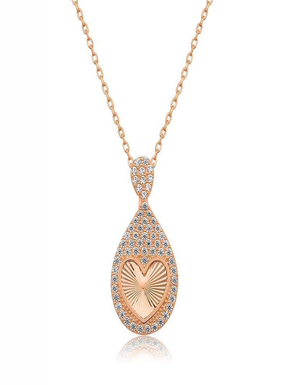 925 Ayar Gümüş Damla Kalp Kadın Gümüş Kolye