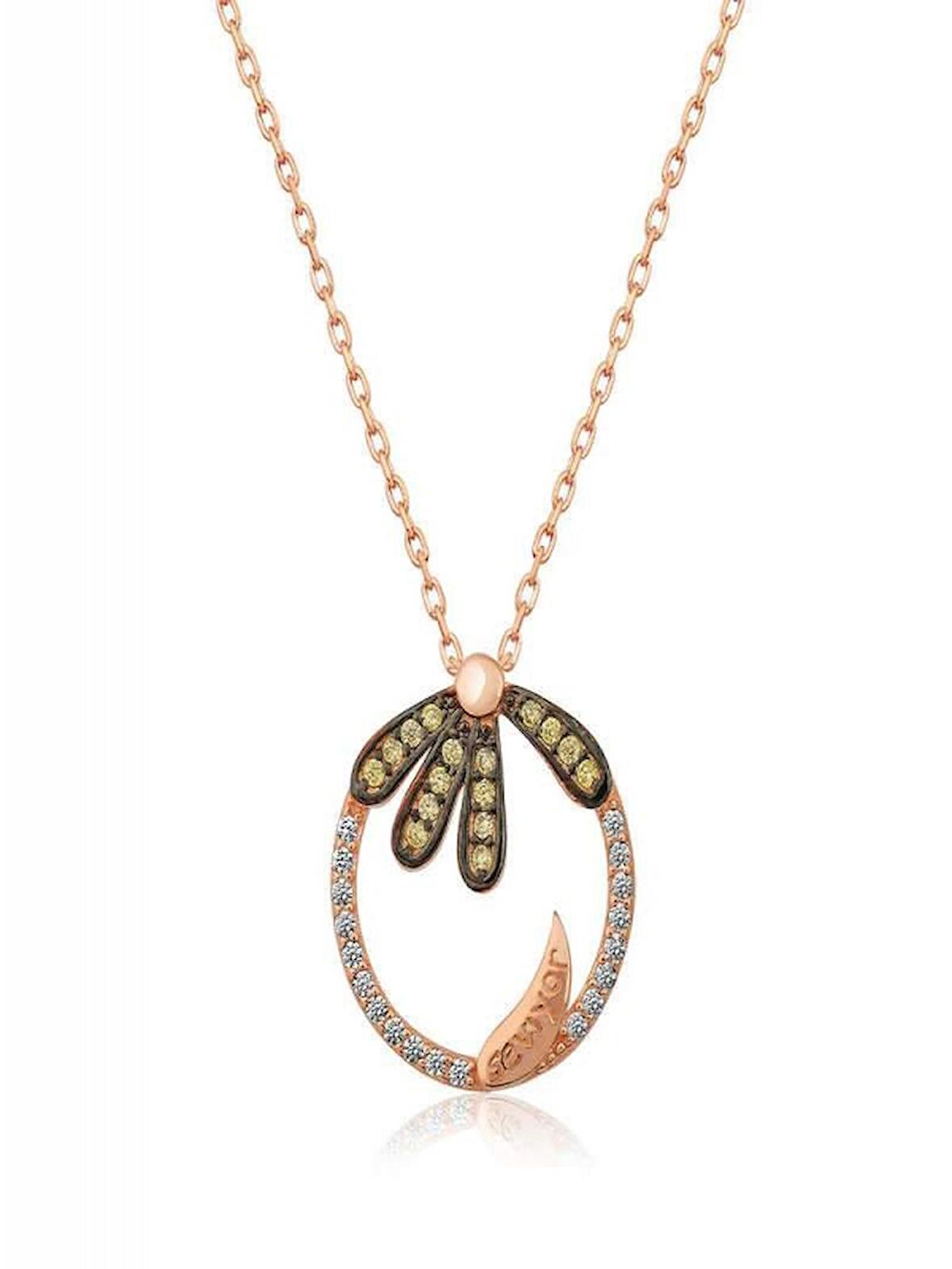 925 Ayar Gümüş Papatya "Seviyor"  Gümüş Kolye