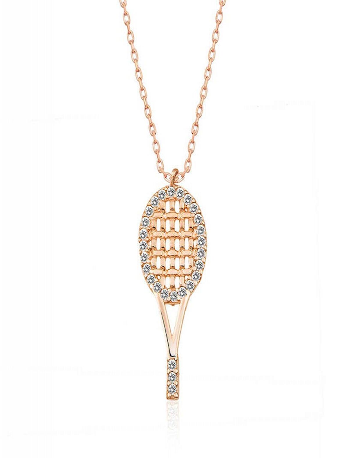 925 Ayar Gümüş Tenis Raketi Kadın Gümüş Kolye