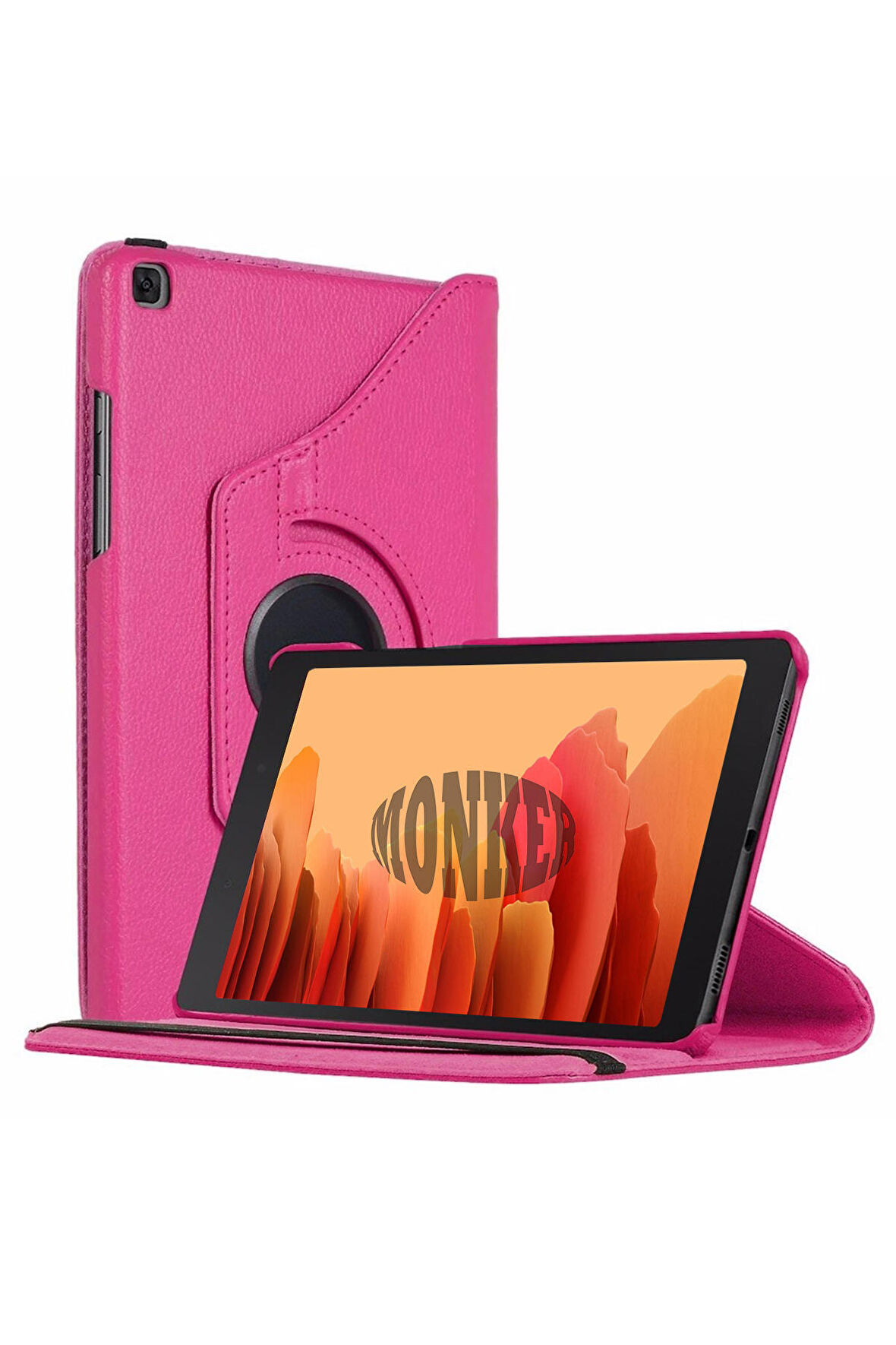 Monker Samsung Galaxy Tab A7 T500 Uyumlu Pembe 10.4 inç Tablet Kılıfı Dönebilen Standlı Suni Deri