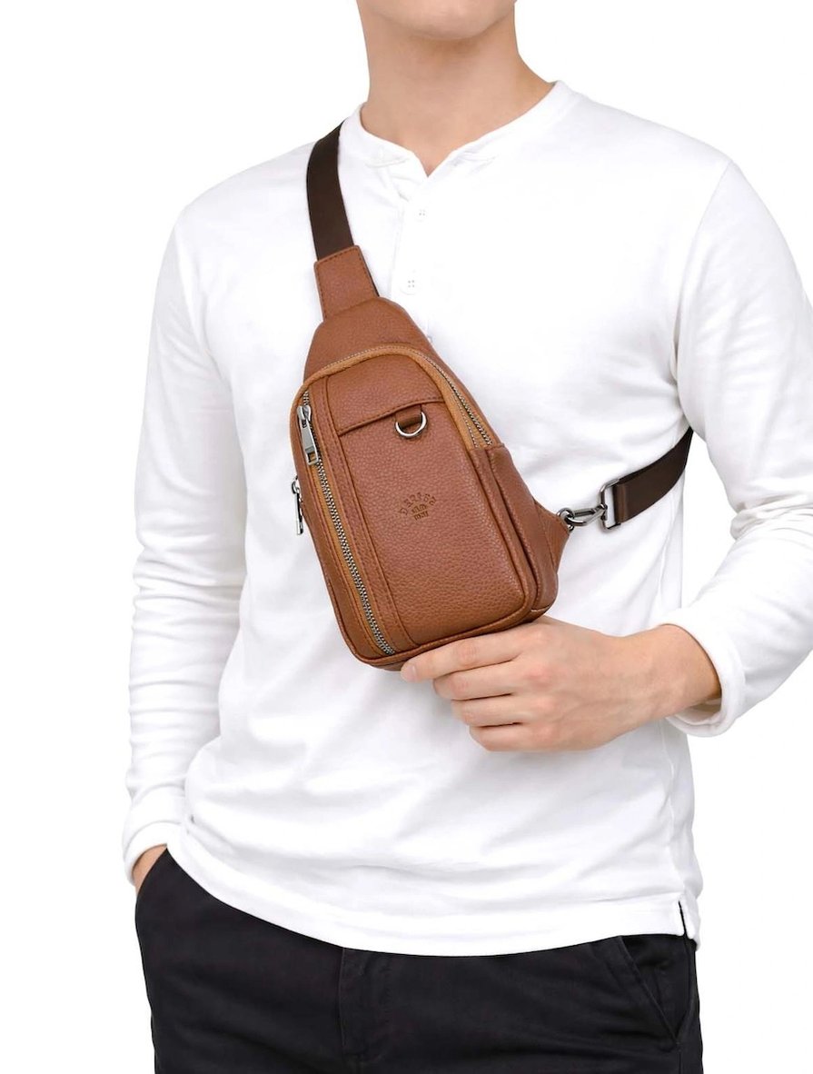 Erkek Taba Renk Çift Kol Çapraz Omuz Çantası Body Bag Çanta Günlük Çanta