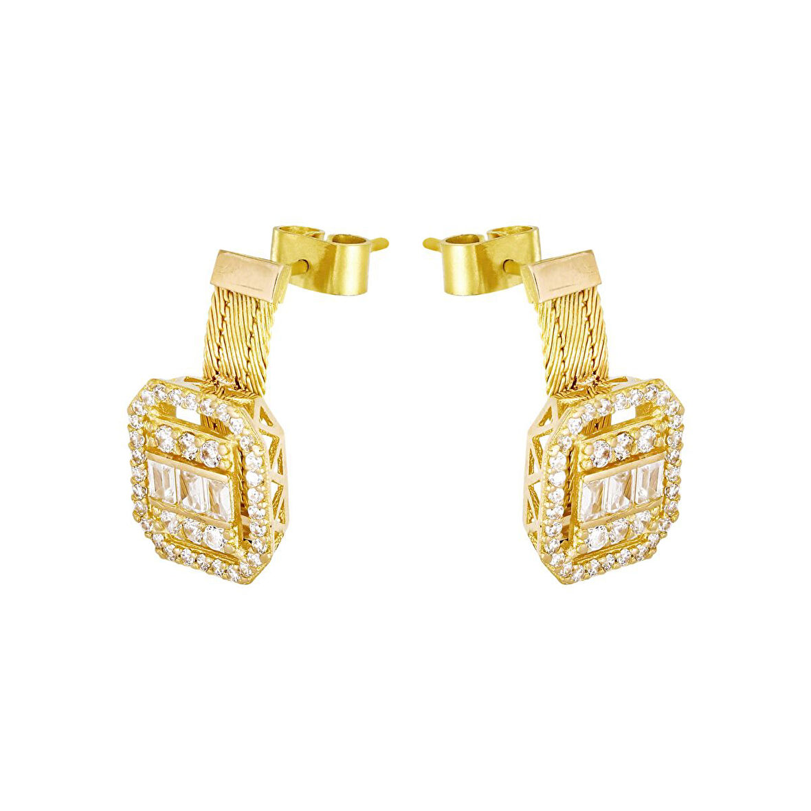 22 Ayar Taşlı Altın Küpe 