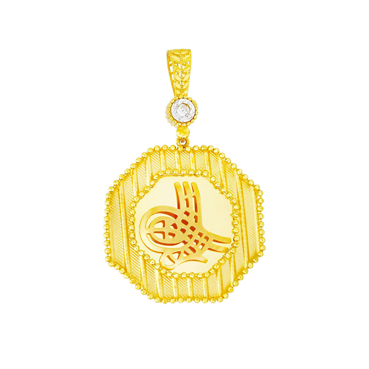 Altın Osmanlı Tuğralı Çerçeveli Kolye Ucu 