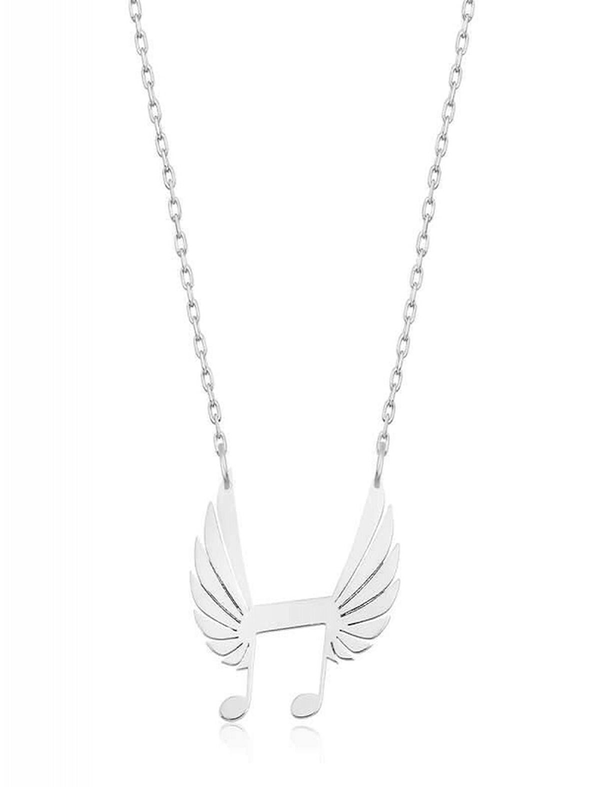 925 Ayar Gümüş Nota Kanatları Kadın Gümüş Kolye