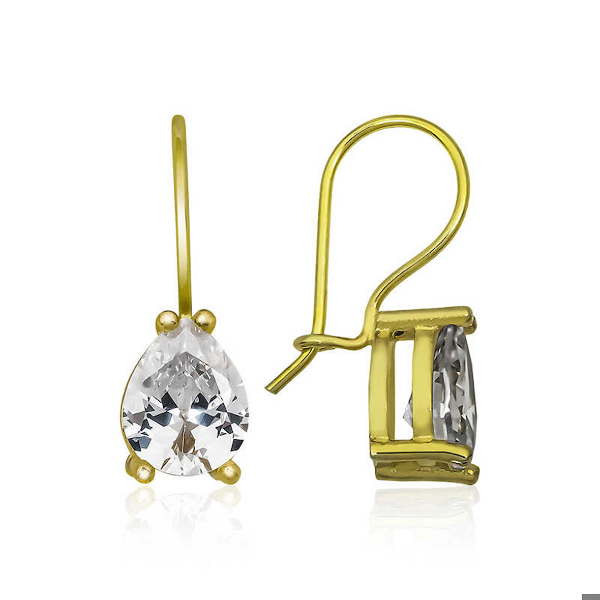 ​925 Ayar Gümüş Gold Sallantılı Damla Küpe