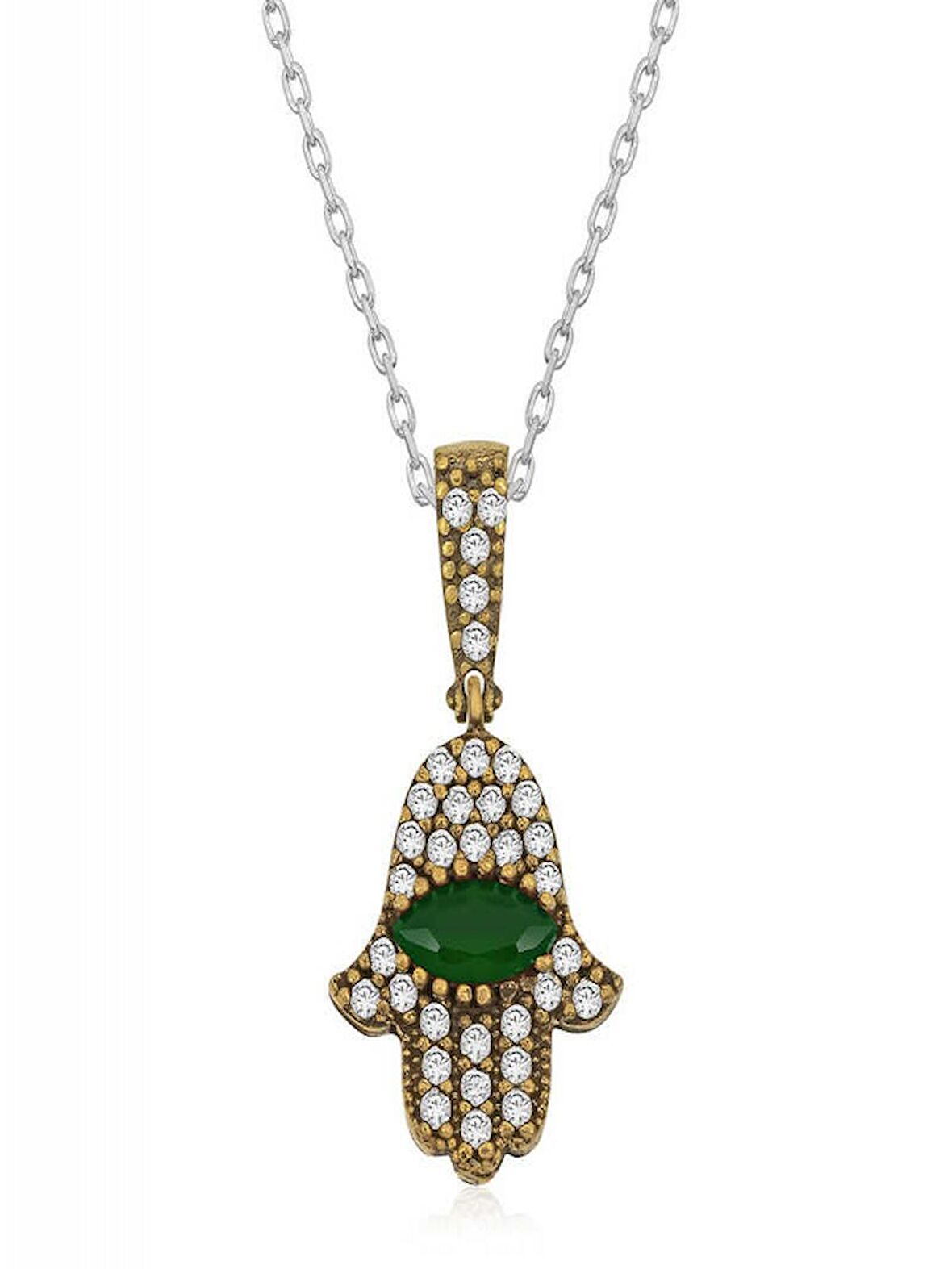 925 Ayar Gümüş Fatma Eli Otantik Kadın Gümüş Kolye